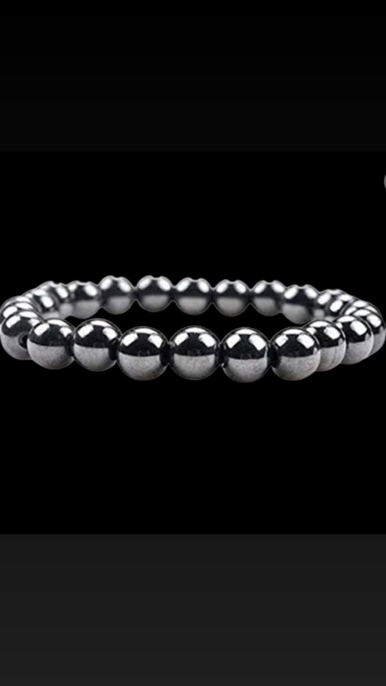 Natural Round Beads Magnetic Hematite Crystal Stone 8mm Bracelet (Pack of 2)